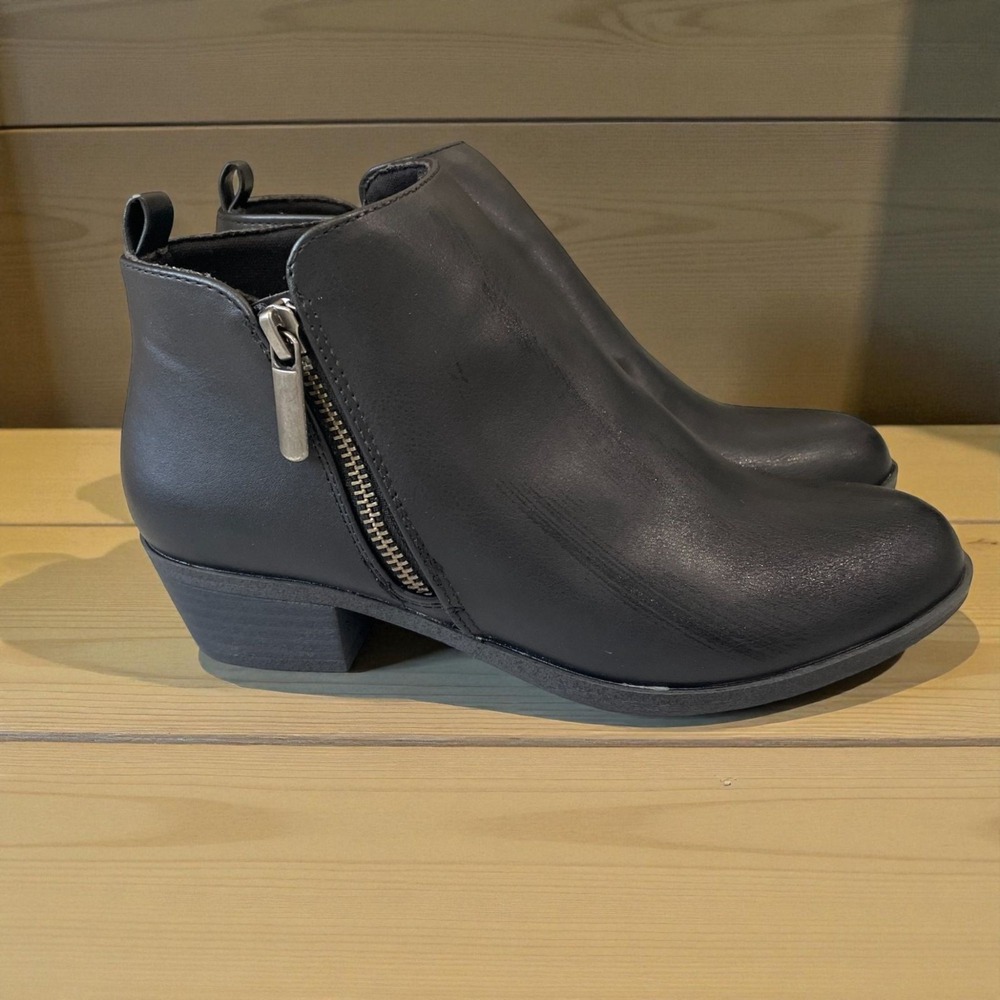 Sonoma Black Ankle Booties 5.5 Zip Western Fall Moto Streetwear Minimalist NWOB